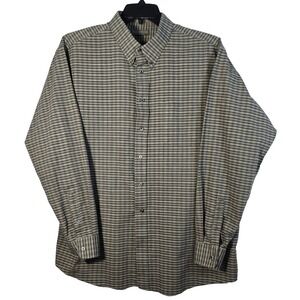 Claybrooke Mens XXL 18, 36/37, Gray/White Plaid Long Sleeve Button Down